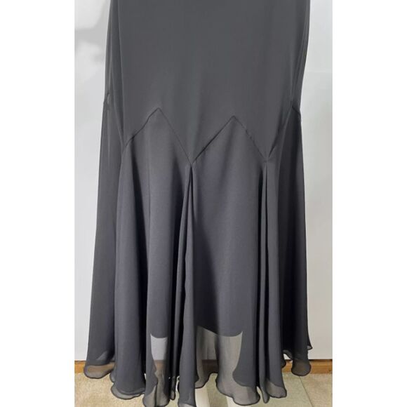 VTG SL Fashions Black Chiffon Overlay Godet Witchy Midi Dress Whimsigoth Sz 8 - Picture 7 of 7